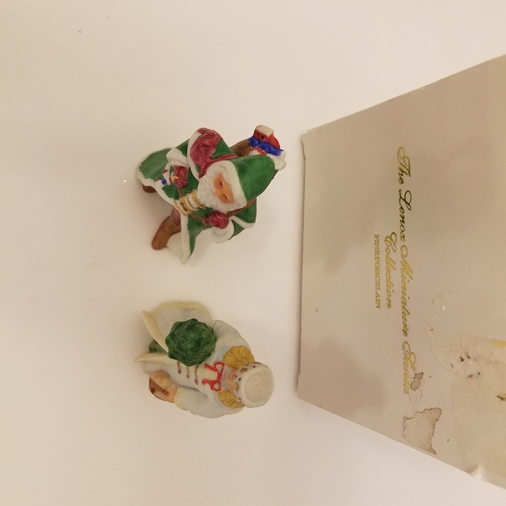Vintage Lenox 2 Miniature Santa Mrs Claus Fine Porcelain Collection Figurines - Picture 13 of 16